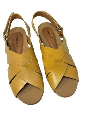 Cobb Hill Alleah SlingBack Heel Women’s 7.5 M Retro Boho Chic Yellow Leather